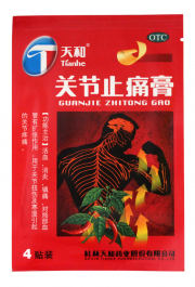 1Пластырь Тяньхэ Гуанцзе Чжитун Гао, Перцовый, красный (согревающий, противовоспалительный)