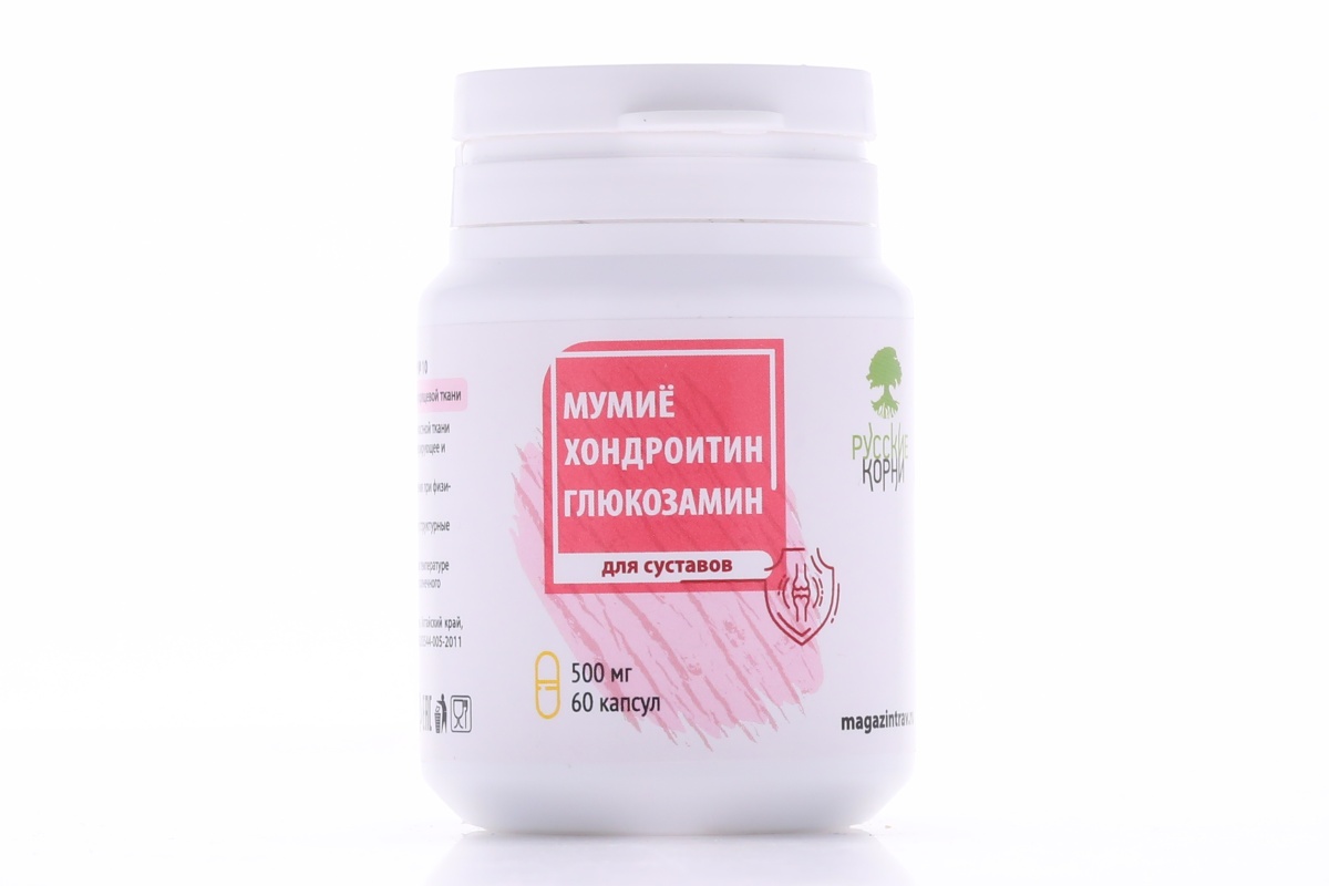 Мумиё, хондроитин, глюкозамин для подвижности суставов (60 капсул по 0,5 г), АлтайКор