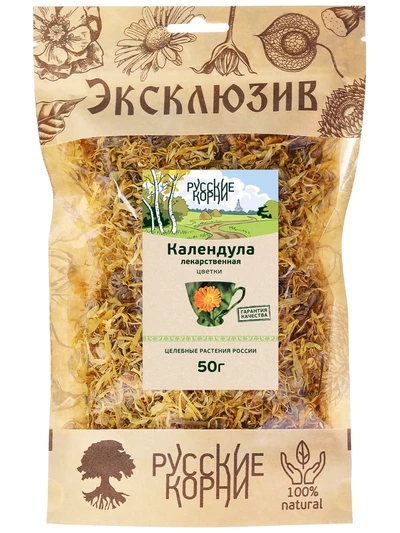 Календула лекарственная, цветки и трава, 50 г