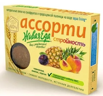 Живая еда Ассорти стройность (чернослив, ананас, персик) 90 гр. 